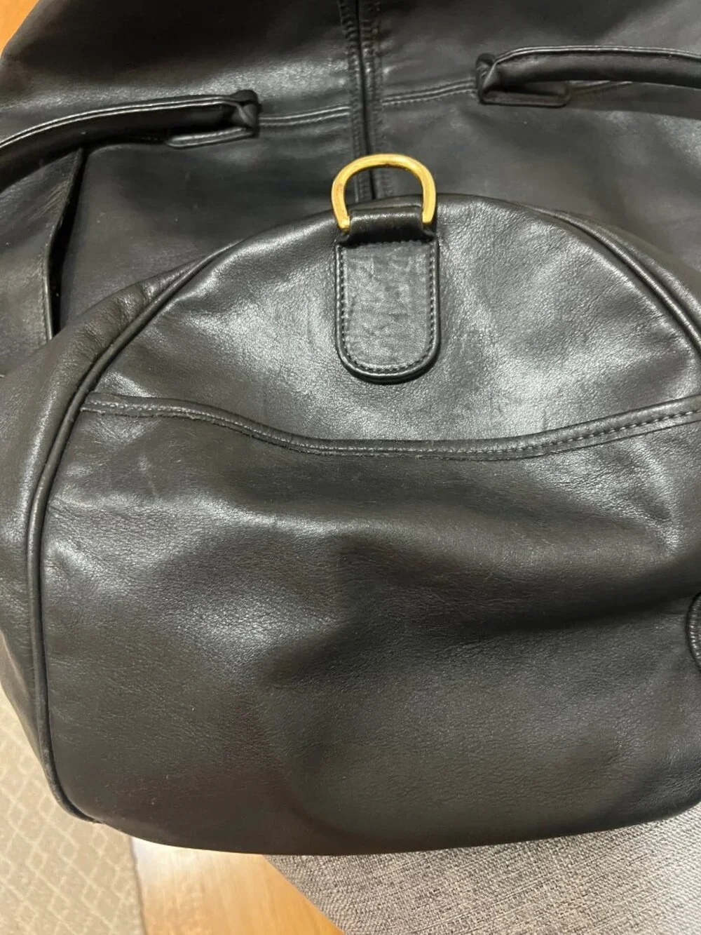 Vintage Coach USA Style 0524 Black Glove-Tanned Leather Weekender Travel Duffel